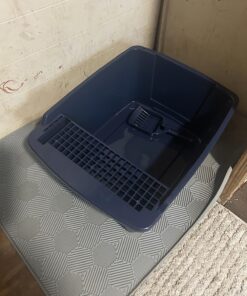 IRIS USA Large Split-Hood Cat Litter Box with Scoop and Grate, Blue Split Hooded - Navy 39 71qSuAcXjpL