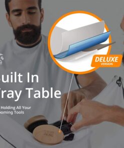 Beard King Beard Bib Apron - Christmas Gifts & Stocking Stuffers for Dad - As Seen on Shark Tank - Men's Hair Catcher for Shaving - Grooming Accessories - Packing Pouchl, White White (Deluxe Version) 21 71qTexoV0qL