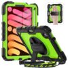 Timecity Case for iPad Mini 6 with Screen Protector Pencil Holder [360 Rotating Stand ] & Handle/Shoulder Strap, Drop-Proof Case for iPad Mini 6th Generation 8.3'' 2021 Kids Students Friendly- Green 8.3 inch Black + Green