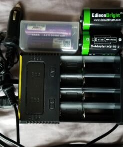 NITECORE New i4 battery Charger For Li-ion / IMR / Ni-MH/ Ni-Cd 18650 18350 16340 RCR123 14500 AA AAA D C w/ Ac and 12V DC (Car) power cords, EdisonBright BBX3 battery box, 2 X AA to D type batteries 26 71qUsvQc IL