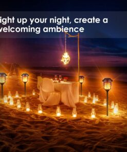 TomCare Solar Lights Metal Flickering Flame Solar Torches Lights Waterproof Outdoor Heavy Duty Lighting Solar Pathway Lights Landscape Lighting Dusk to Dawn Auto On/Off for Garden Patio Yard, 4 Pack Black 29 71qWKVrHkLL