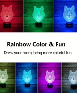 WANTASTE Wolf 3D Night Light for Boys Girls Room, Bedside Lamp Toys Decor Gifts for Kids Baby, 7 Colors Changing Nightlight with Smart Control Cool Wolf 10 71qXAjSwZDL