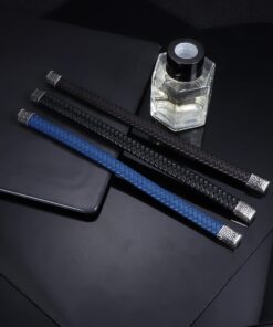 FIBO STEEL Stainless Steel Braided Leather Bracelet Cuff Bracelet for Men 7.5-8.5 inches Blue 8 Inches 12 71qXx7D6VzS