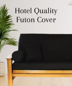 Alternative view of Royal Heritage Home 100% Cotton Full Size Futon Cover - Black - Washable Zippered Sofa Furniture Bed Mattress Covers - Armless Couch Zipper Slipcover Protector/Encasement