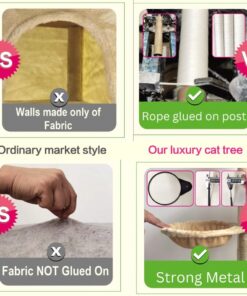 Go Pet Club Classic Cat Tree, Faux Fur Finish, Sisal Rope Scratcher, 62"H, Beige 37 71qZqRKJe2L