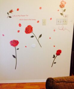 ufengke Red Rose Removable Wall Stickers Murals for Living Room/Bedroom (Rose, No. 1) 23 71qaKu5aCkL