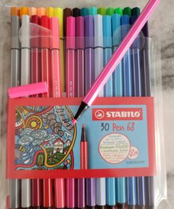 Premium Felt Tip Pen - STABILO Pen 68 - Wallet of 30 - Assorted colors incl 6 Neon 30 Count (Pack of 1) Multicolor 34 71qaj57sy0L