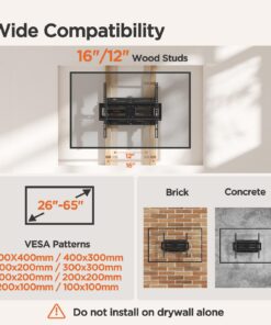 Perlegear Full Motion TV Wall Mount for 26-65 inch TVs, TV Bracket Supports Swivel Articulating Level Extension Tilt Arms, Max VESA 400x400mm up to 99lbs, 16" Wood Studs, PGMFK4 23 71qav03RX5L