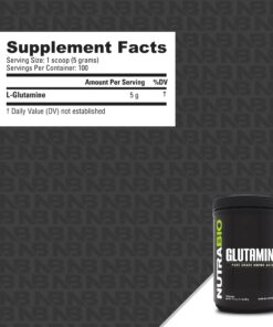 NutraBio L-Glutamine Powder - Amino Acid - Pure Grade: Absolutely no Additives, Fillers or Excipients! - Muscle Recovery Supplement - (500 Grams) 100 Servings (Pack of 1) 10 71qb9wkNsoL