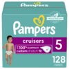 Pampers Cruisers Diapers - Size 5, 128 Count, Disposable Active Baby Diapers with Custom Stretch 35 71qclZ9qe6L