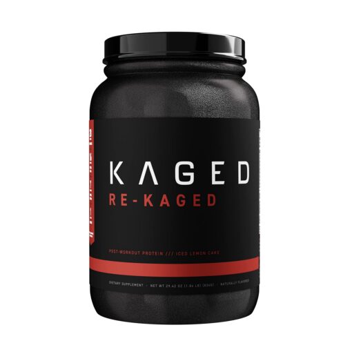 Post Workout Protein Powder, RE-KAGED Whey Protein Powder, Great Tasting Protein Shake with Whey Protein Isolate for Fast Post Workout Recovery with Complete BCAAs & EAAs (Iced Lemon Cake) Iced Lemon Cake