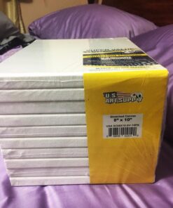 U.S. Art Supply 8 x 10 inch Stretched Canvas Super Value 10-Pack - Triple Primed Professional Artist Quality White Blank 5/8" Profile, 100% Cotton, Heavy-Weight Gesso - Acrylic Pouring, Oil Painting 8" x 10" 44 71qg7IqfiHL