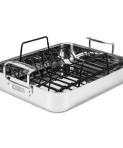 Viking Culinary 3-Ply Stainless Steel Roasting Pan, Includes a Nonstick Rack, Dishwasher, Oven Safe, Works on All Cooktops including Induction 41 71qibLcaZXL