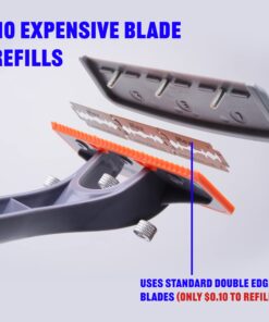 BRO SHAVER, Back Shaver for Men (DIY) Back & Body Hair Trimmer. Shave Wet or Dry. No Expensive Refills - Uses Double Edge Razor Blades. 15 Blades Included. Ergonomic Handle Large 26 71qjau1bqWL 3