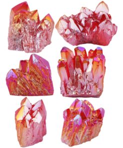 mookaitedecor Titanium Coated Natural Rock Crystal Cluster Geode Stone Specimen, Red #1-red 12 71qk6jFEADL