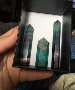 CrystalTears Fluorite Healing Crystal Wands Set Faceted Prism Gemstone Point Wand Carved Reiki Healing Stone with Box Gift for Christmas Fluorite-3pcs 23 71qklld4JNL