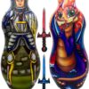Inflatable Punching Bag for Kids with Foam Sword Set | 48" Double Sided Bop Bag for Boys, Girls and Children | Knight & Dragon Theme Imaginative and Sports Toys