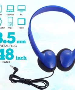Hongzan Wholesale Bulk Headphones 25 Pack for School Classroom Lightweight On-Ear Wired Headsets with 3.5mm Plug Class Set for Kids Students Children and Adult(Blue) Blue 8 71qpamG4vGL