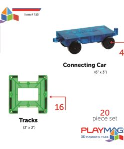 Playmags Magnetic Tiles Train Set, 20 Piece Accessory Set Includes 4 Trains, Stronger Magnets, Building Blocks Add-On, STEM Toys for Kids. 20 Piece Train Set 7 71qpclLVRUL