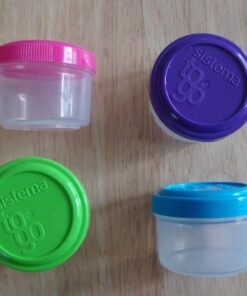 Sistema 4-Piece Salad Dressing and Condiment Containers with Lids for Lunch, Dishwasher Safe, 1.18-Ounce, Assorted 39 71qrcXxRjNL
