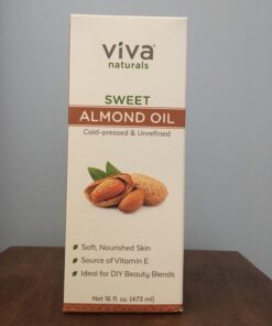 Viva Naturals Sweet Almond Oil - 100% Pure Hair and Skin Softener, Non-Greasy for Massage, Carrier Oil for Essential Oils and DIY Beauty Blends, Expeller-Pressed Almond Oil for Body, Non-GMO, 16 fl oz 16 Fl Oz (Pack of 1) 41 71qs9tD OgL