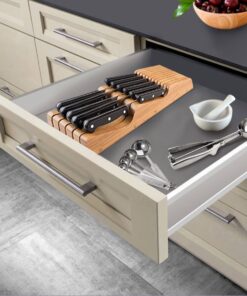 Bambüsi In-Drawer Knife Block - Bamboo Knife Drawer Organizer for Kitchen | Fits 5 Long + 6 Short Knives | Store Knives with Blades Pointing Down - Wooden Steak knife Holder without Knives Natural 30 71qsd76qybL