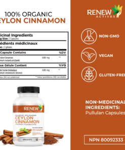 Organic Ceylon Cinnamon Supplement Capsules: All Natural Vegan Cinnamon Pills - Antioxidant Support for Healthy Joints, Circulation and Digestion - 60 Veggie Capsules 15 71qsjBcM L