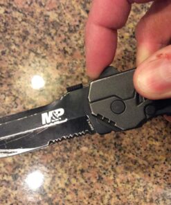 Smith & Wesson SWMP4LS 8.6in S.S. Assisted Folding Knife with 3.6in Serrated Clip Point Blade and Aluminum Handle for Outdoor Tactical Survival and EDC , Black 45 71qug2EPXL 1