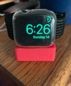 Orzly Compact Stand for Apple Watch - Nightstand Mode Compatible - RED Support Stand with integrated Cable Management Slot (38mm & 42mm & 40mm & 44mm compatible) 22 71qvadr1clL
