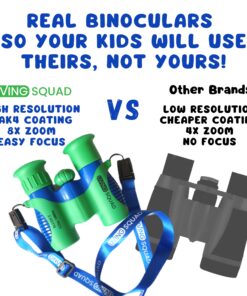 Binoculars for Kids 8x21 High-Resolution - Kids Binoculars Gift Set for Boys & Girls, Shockproof & Compact for Bird Watching, Travel, Hiking, Camping, Hunting, Children Outdoor Gear Green/Blue 33 71qw4iBxrTL 2