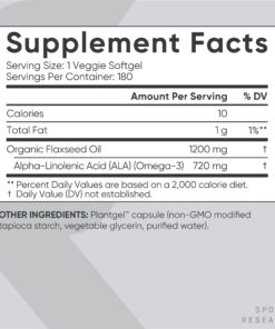 Sports Research Vegan Flaxseed Oil (1200mg) Herbal Supplement with Plant-Based ALA Omega 3 - Vegan Certified & Non-GMO Verified - Gluten, Soy & Carrageenan Free (180 Veggie Softgels) 18 71qzUtsHEWL 1