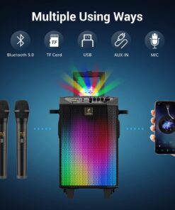 Wireless Karaoke Machine for Adults, TONOR PA System Portable Bluetooth Singing Speaker with Dual Wireless Microphones Microfono, Disco Ball for Home Karaoke, Party, Class and Church K20 Black 39 71qzUzf1MDL
