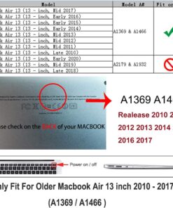Alternative view of RUBAN Case for MacBook Air 13 Inch (Models: A1369 & A1466, Older Version 2010-2017 Release), Slim Snap On Hard Shell Protective Cover and Keyboard Cover, Turquoise