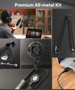 USB Microphone, MAONO 192KHZ/24Bit Plug & Play PC Computer Podcast Condenser Cardioid Metal Mic Kit with Professional Sound Chipset for Recording, Gaming, Singing, YouTube (AU-A04) Black 35 71r1gk0MIL