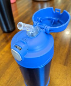 THERMOS FUNTAINER 12 Ounce Stainless Steel Vacuum Insulated Kids Straw Bottle, Blue Solid Color 39 71r2KvCJb3L