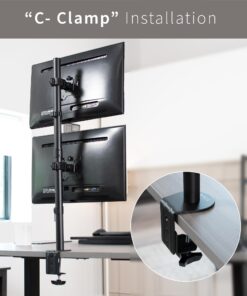 VIVO Dual LCD Monitor Desk Mount Stand Heavy Duty Stacked, Holds Vertical 2 Screens up to 32" (STAND-V002T) Black 27 71r2XmB5wIL