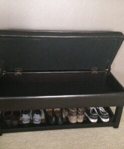 SIMPLIHOME Cosmopolitan 44 Inch Wide Rectangle Ottoman Bench with Open Bottom in Tanners Brown Faux Leather Tufted Footrest Stool, For Living Room, Bedroom, Traditional Rectangular 46 71r2Z0KeVwL