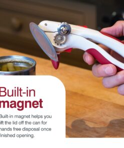Zyliss Lock N' Lift Can Opener - Can Opener with Lid Lifter Magnet - Manual Can Opener with Locking Mechanism - Safe and Easy-to-Turn - Stainless Steel - Red Lock & Lift Red 19 71r31NbGdsL