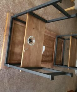 HOMELEGANCE Factory Metal Frame Writing Desk, Rustic Brown 33 71r34MDmVfL