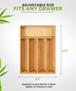 Utopia Kitchen Bamboo Silverware Organizer for Drawer Kitchen Utensil Organizer, Kitchen Drawer Organizer for Large Utensils, Cutlery Drawer Organizer, Silverware Holder, Flatware Organizer Tray 5 Compartments Natural 25 71r5MvrPo L