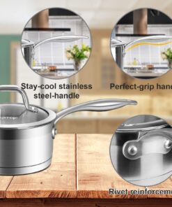 Duxtop Professional Stainless Steel Sauce Pan with Lid, Kitchen Cookware, Induction Pot with Impact-bonded Base Technology, 1.6 Quart 11 71r60ed414L