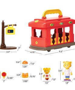 Daniel Tiger's Neighborhood Deluxe Electronic Trolley Vehicle with 2 Songs, 12 Phrases, Sounds & Light! Daniel & Mom Tiger Figures Included, For Ages 3+ 36 71r6m5MpgOL 1