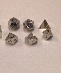 Set of 7 Polyhedral Metal Dice with Bag (16mm, Silver Color) 17 71r88m5llHL