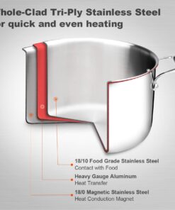 Alternative view of Duxtop 6.5 Quart Stainless Steel Stock Pot with Lid, 3-Ply Cooking Pot for Soup, Rice, Stew, Oven and Dishwasher Safe, Compatible with Induction, Ceramic, Halogen, Gas Stove 6.5 Qt