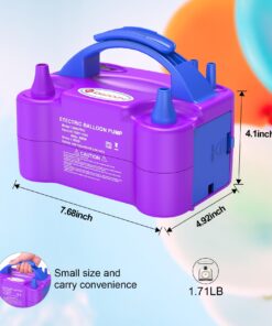 IDAODAN Electric Balloon Pump, Portable Electric Balloon Blower Machine Balloon Air Pump Dual Nozzle Rose Red 110V 600W Balloon Inflator for Party Decorations Purple 28 71r8hP3gRL