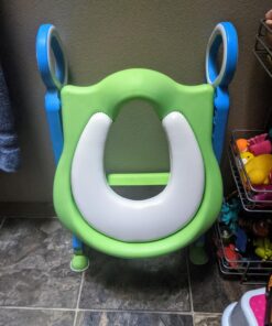 Potty Training Toilet Seat with Step Stool Ladder for Boys and Girls Baby Toddler Kid Children Toilet Training Seat Chair with Handles Padded Seat Non-Slip Wide Step (Blue Green) Blue+Green 55 71r9idlcMIL