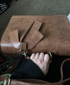 ECOSUSI Women's Briefcase Vegan Leather Laptop Bag for Work Shoulder Computer Satchel Bag with Detachable Bow 14 inch Coffee 45 71rBbXh44wL