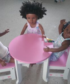 Emily Rose 18 Inch Doll Kitchen Table and 2 Chair Dining Set | 18-in Doll Furniture Accessory - Butterfly Theme 32 71rDMJLVk3L