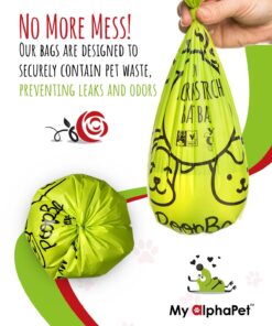 My AlphaPet Compostable Dog Poop Bags, Cornstarch Eco-Friendly, Highest EN1342 Certified, 120 Count, Large Size Bag 9x13 Inches, 8 Unscented Refill Rolls, Leak-proof, Plantbased, GM-Free Corn Unscented Green 19 71rDu3WVQAL