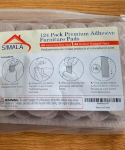 Furniture Pads 124 Pack - Chair Leg Floor Protectors, 60 Felt Furniture Pads & 64 Clear Bumper Pads. Felt Pads with Strong Adhesion, 5mm Thick Furniture Felt Pads for Increased Durability 31 71rEV61PHkL 1
